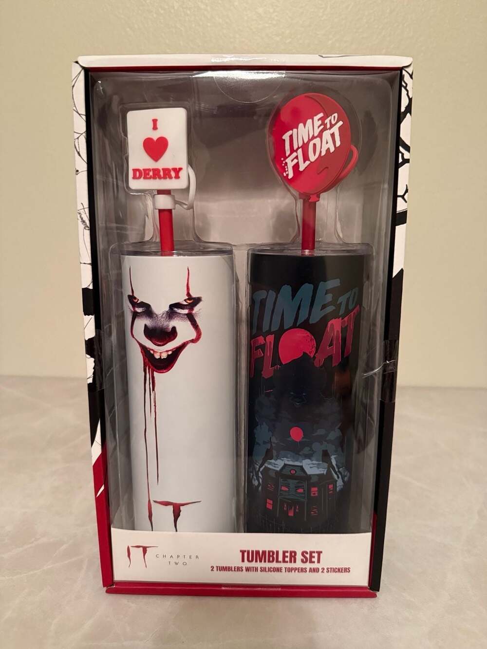 IT Chapter Two Tumbler Set with Silicone Toppers and Stickers